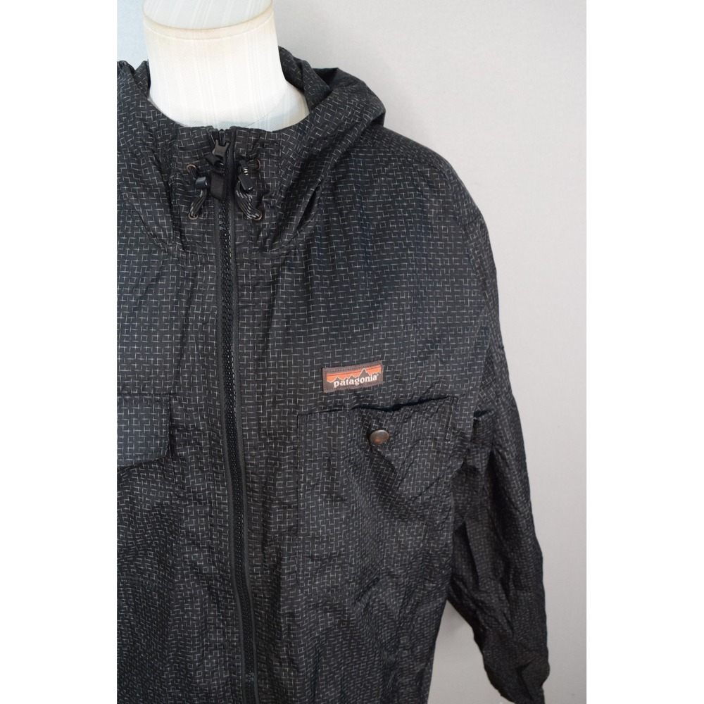 Patagonia Steel Forge Windbreaker Jacket Large Black Full Zip Hood 27545 Men